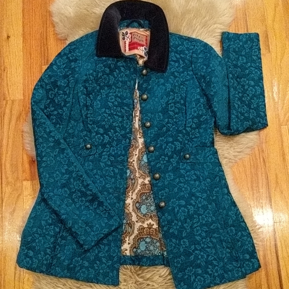 Free people turquoise brocade jacket